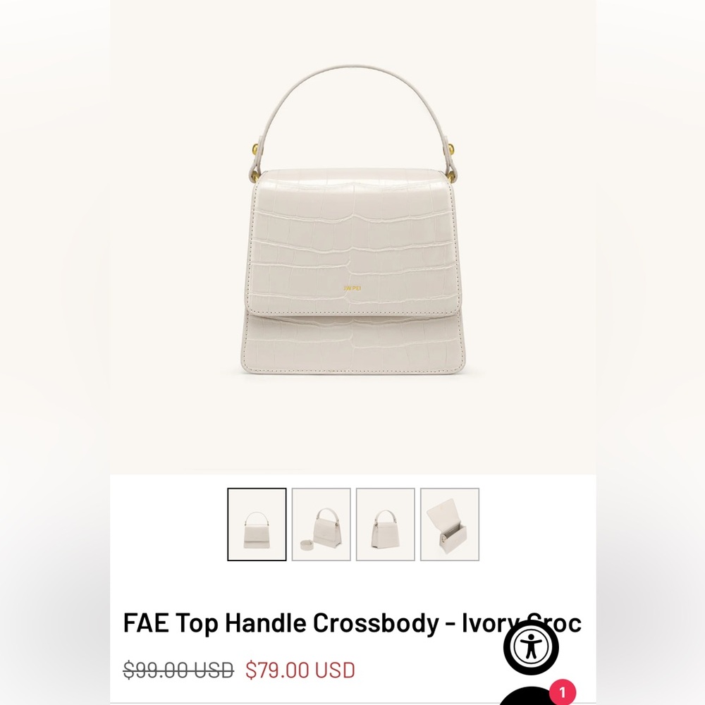 JW PEI FAE Top Handle Crossbody - Ivory Croc